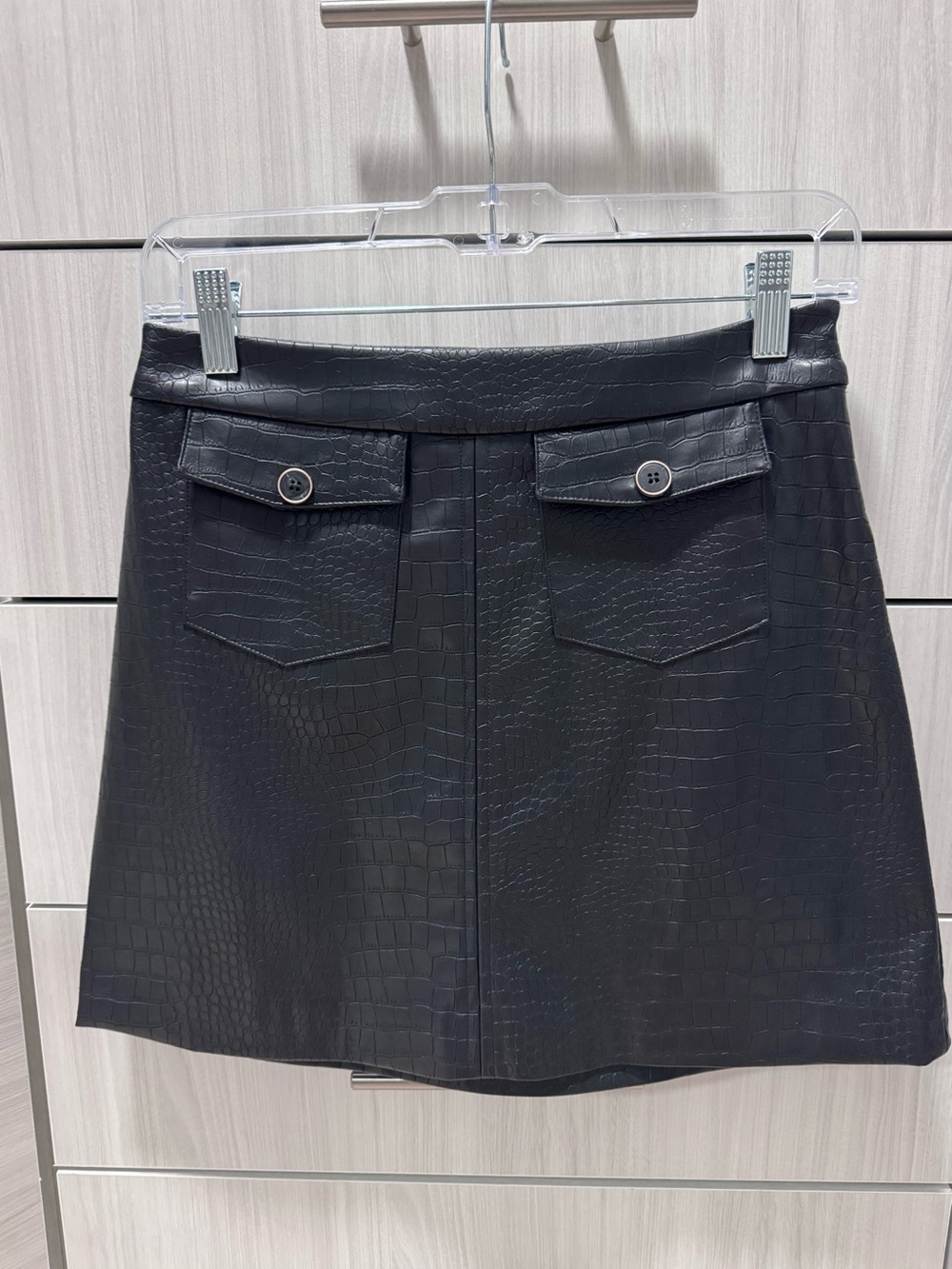 Zara Black Faux Croc Mini Skirt NWT